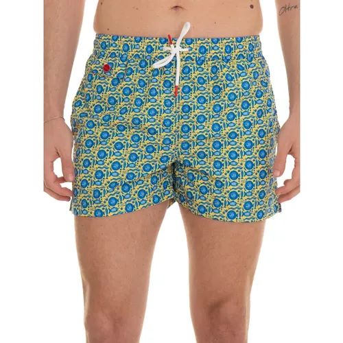 Fish Pattern Bicolored Boardshort with Pockets , male, Sizes: M, 2XL - Kiton - Modalova