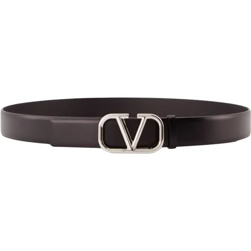 Metallic Lettering Leather Belt - Valentino Garavani - Modalova