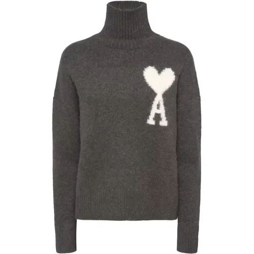 Grauer Alpaka-Wollmisch-Sweatshirt - Ami Paris - Modalova