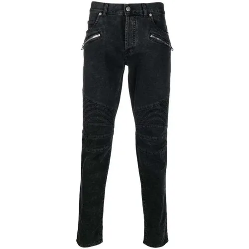Slim-Fit Low-Rise Denim Jeans , male, Sizes: W33, W32 - Balmain - Modalova