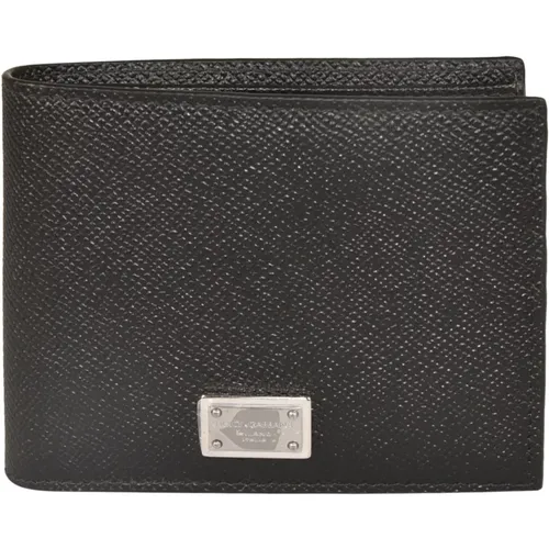 Grained Leather Wallet with Card Slots and Coin Pocket , male, Sizes: ONE SIZE - Dolce & Gabbana - Modalova