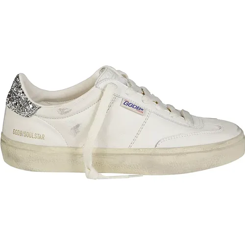 Glitter Ferse Leder Sneakers , Damen, Größe: 39 EU - Golden Goose - Modalova