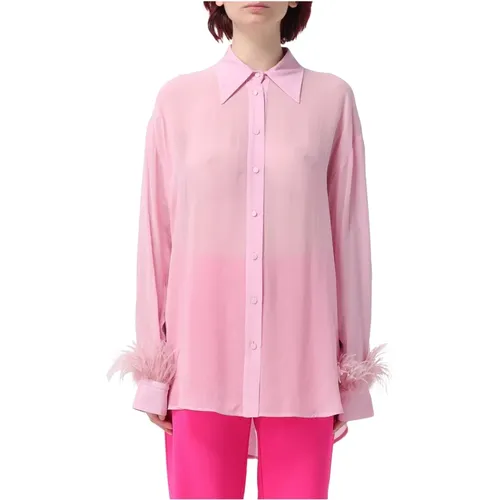Georgette Shirt with Feathers , female, Sizes: 2XS, XS, S - pinko - Modalova