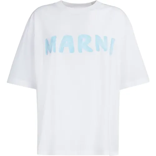 Baumwoll-T-Shirt mit Logo , Damen, Größe: XS - Marni - Modalova
