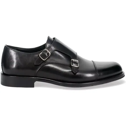 Schwarze Monk Strap Lederschuhe , Herren, Größe: 40 EU - Sangiorgio - Modalova