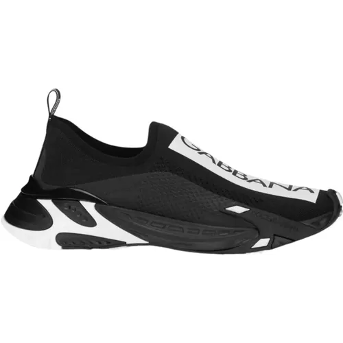 Sneakers Schwarz/Weiß Farbblock Slip-On Stil , Herren, Größe: 42 EU - Dolce & Gabbana - Modalova