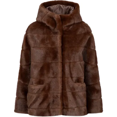 Faux Fur Hooded Cape Jacket , Damen, Größe: M - Betta Corradi - Modalova