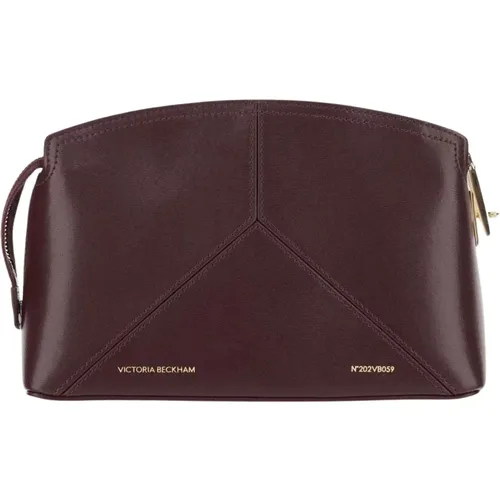 Burgundy Leather Shoulder Bag with Zipper Closure , female, Sizes: ONE SIZE - Victoria Beckham - Modalova