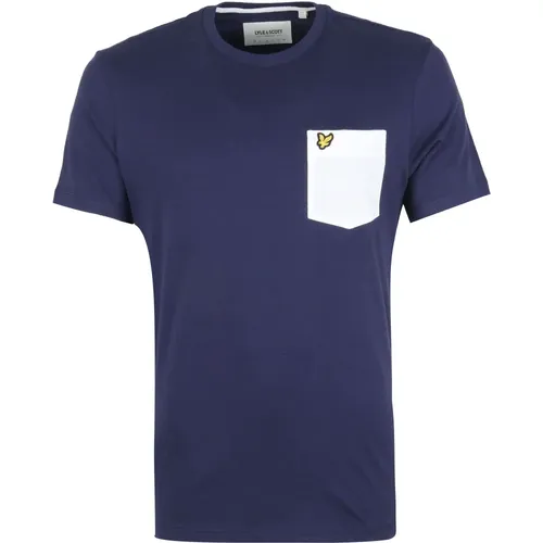 Dunkelblaues Taschen-T-Shirt , Herren, Größe: L - Lyle & Scott - Modalova