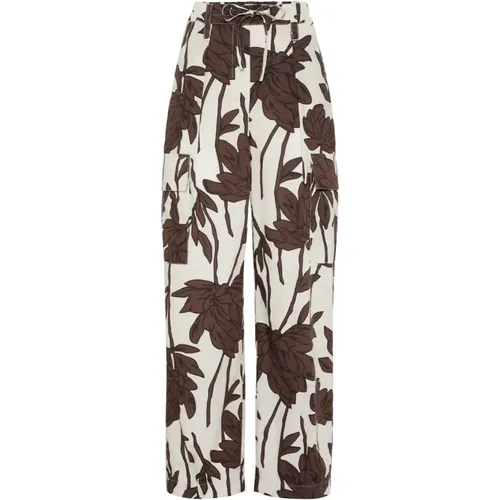 Floral Print High-Waisted Trousers , female, Sizes: 2XS, S, 3XS, XS - BRUNELLO CUCINELLI - Modalova