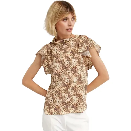 Seidenbluse mit kurzen Ärmeln braunes Motiv - Isabel marant - Modalova