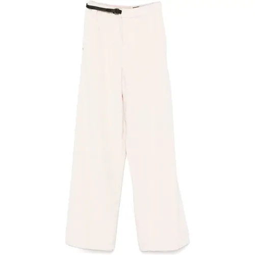 Cream Chenille Texture Trousers , female, Sizes: M, XS, 2XS, S - White Sand - Modalova