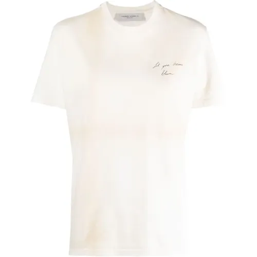 Weiß/Schwarz Journey T-Shirt , Damen, Größe: S - Golden Goose - Modalova