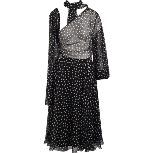 Polka-dot Midi Dress with Bow Detailing , female, Sizes: XS, S - Dolce & Gabbana - Modalova