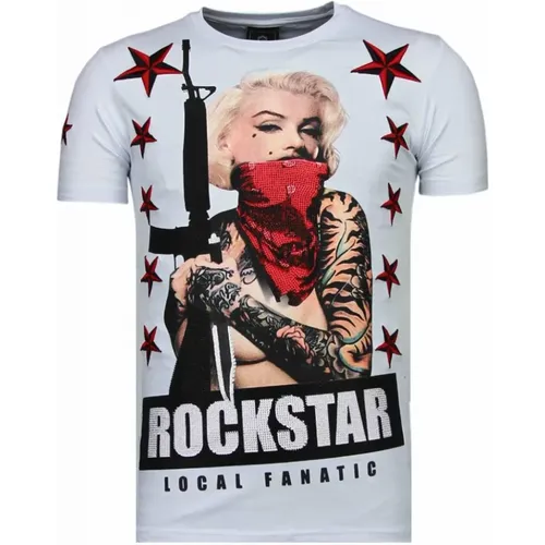 Marilyn Rockstar Rhinestone - Herren T-Shirt - 6005W - Local Fanatic - Modalova