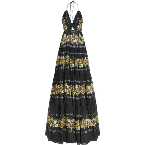 Black Floral Maxi Dress with Cut-Out Detail , female, Sizes: S, XS - ETRO - Modalova