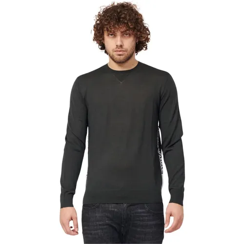 Sweater with Vertical Jacquard Lettering , male, Sizes: L - Emporio Armani EA7 - Modalova