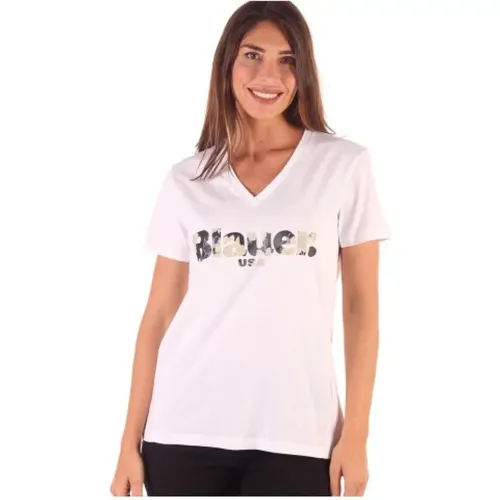 Damen Baumwoll T-Shirt , Damen, Größe: M - Blauer - Modalova