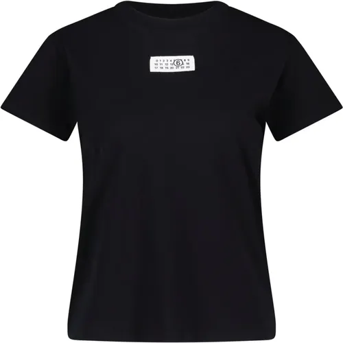 Logo T-Shirt, Bequeme Baumwolle, Gerader Schnitt, Rundhalsausschnitt, Hergestellt in Portugal , Damen, Größe: M - Maison Margiela - Modalova