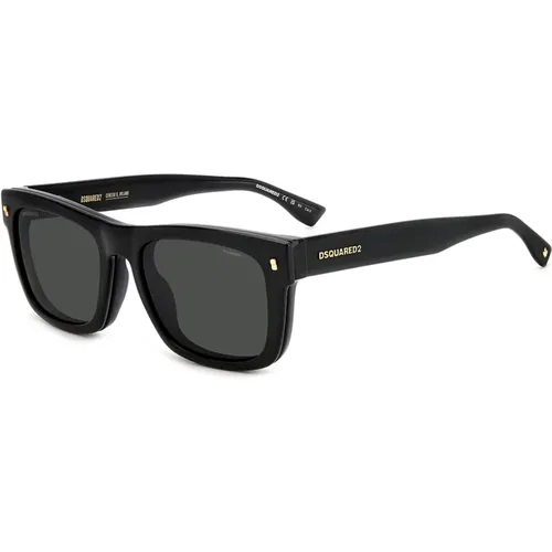 Schwarze Faltbare Clip-On-Sonnenbrille , Herren, Größe: 55 MM - Dsquared2 - Modalova