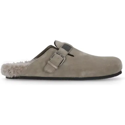 Beige Wildleder Flache Schuhe - BRUNELLO CUCINELLI - Modalova