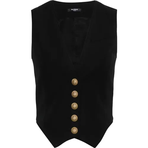 Elegantes Schwarzes Woll Tank Top - Balmain - Modalova