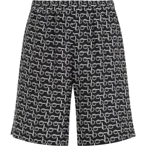 Schwarze Seidenbedruckte Shorts - Burberry - Modalova