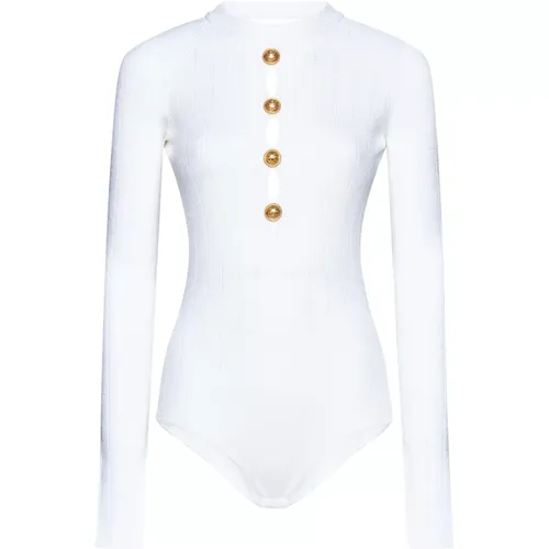 Knitted Button-Embellished Bodysuit , female, Sizes: S - Balmain - Modalova