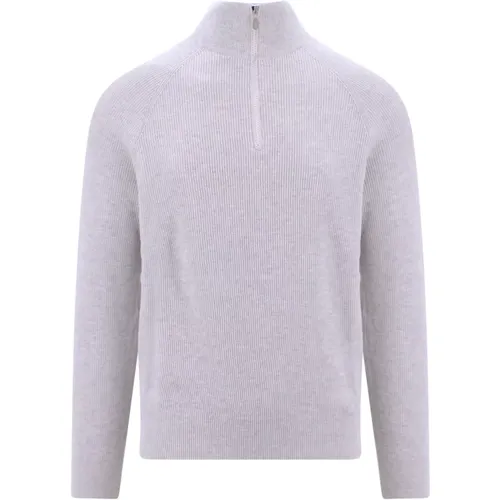 Grey Knitwear Half Zip Long Sleeve , male, Sizes: M, XL - BRUNELLO CUCINELLI - Modalova