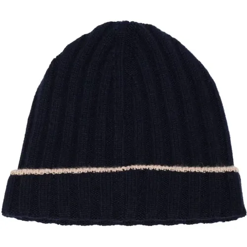 Navy Camel Beanie Hat , Herren, Größe: M - BRUNELLO CUCINELLI - Modalova