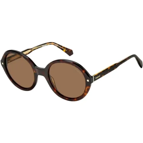 Braune Plastik Damen Sonnenbrille , Damen, Größe: 54 MM - Polaroid - Modalova