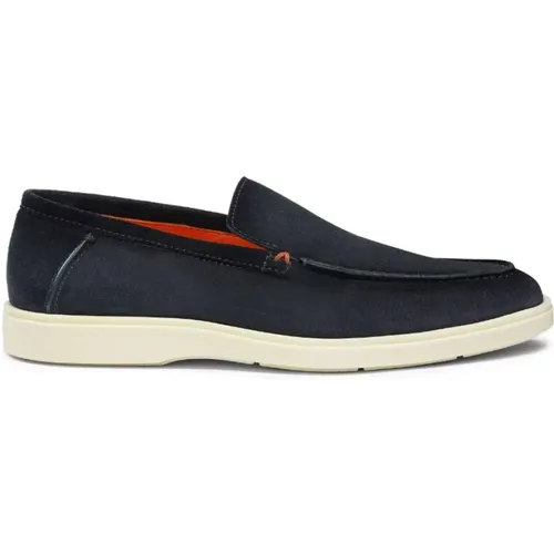 Suede Flat Shoes with Signature Style , male, Sizes: 6 1/2 UK, 6 UK, 11 UK, 8 UK, 5 1/2 UK, 9 UK, 7 1/2 UK, 10 UK, 8 1/2 UK, 7 UK - Santoni - Modalova