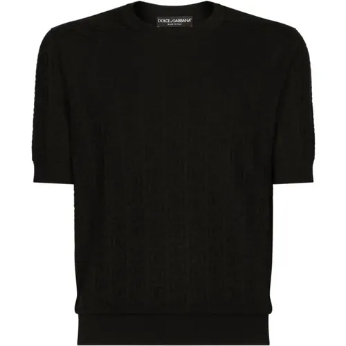 Monogram Jacquard Crew Neck Sweater , male, Sizes: M, XL, 2XL, L - Dolce & Gabbana - Modalova