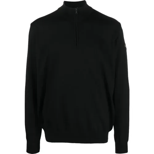 Schwarzer Woll-Zip-Pullover , Herren, Größe: S - PAUL & SHARK - Modalova