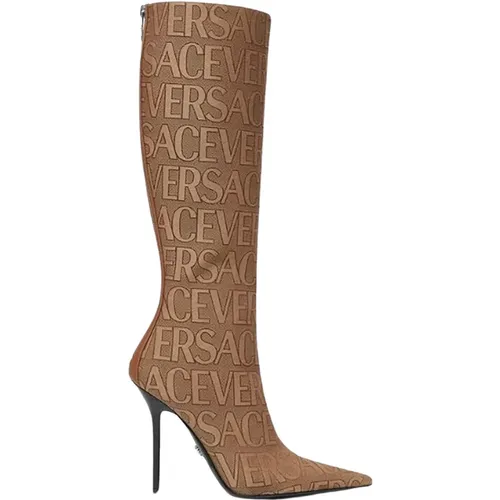 Jacquard Boots , female, Sizes: 4 1/2 UK, 6 UK, 3 UK, 8 UK, 4 UK - Versace - Modalova