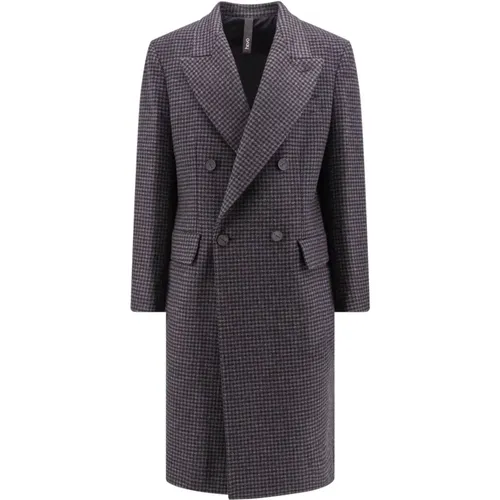 Grauer Zweireihiger Mantel mit Messingdetails , Herren, Größe: S - Hevo - Modalova