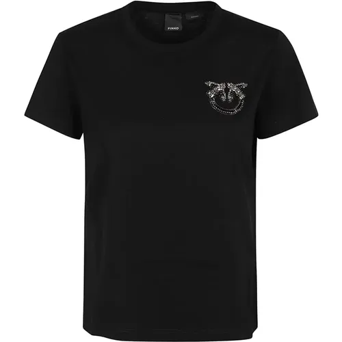 Jersey Logo T-Shirt Schwarz , Damen, Größe: M - pinko - Modalova