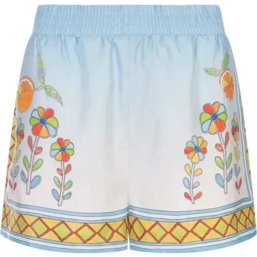 Yoruba Flowers Silk Shorts , female, Sizes: 2XS, XS, S - Casablanca - Modalova