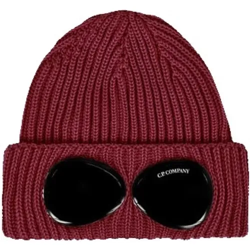 Thick Ribbed Knit Beanie with Goggle Detail , female, Sizes: ONE SIZE - C.P. Company - Modalova