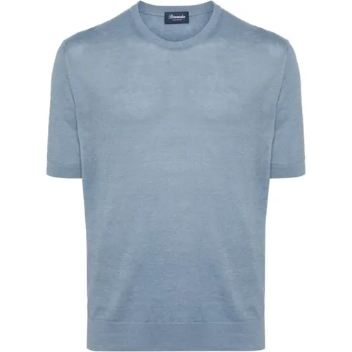 Azzurro T-Shirt,ECRU Leinen Baumwolle T-Shirt - Drumohr - Modalova