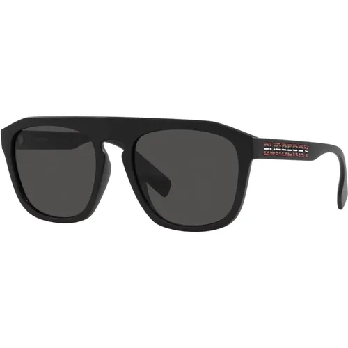 Matte Schwarze Sonnenbrille , Herren, Größe: 57 MM - Burberry - Modalova