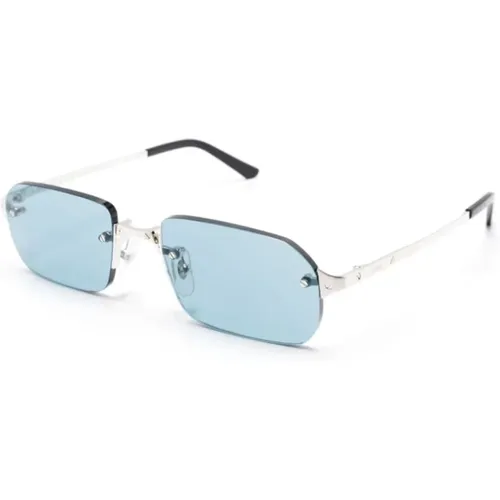 Silver Sunglasses with Original Accessories , male, Sizes: 56 MM - Cartier - Modalova