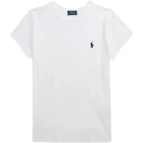 Weißes Baumwoll-Jersey T-Shirt , Damen, Größe: L - Ralph Lauren - Modalova