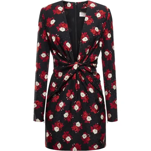 Floral Silk Mini Dress , female, Sizes: M - Saint Laurent - Modalova