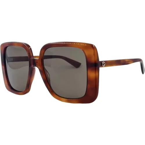 Quadratische Havana Sonnenbrille , Damen, Größe: ONE Size - Gucci - Modalova