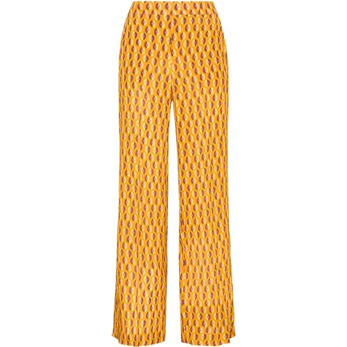 Bedruckte Viskose Straight-Leg Hose , Damen, Größe: 2XS - Maliparmi - Modalova