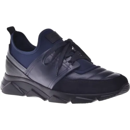 Trainers in dark leather and suede , male, Sizes: 5 UK, 8 1/2 UK, 7 UK, 10 UK, 9 UK, 11 UK, 6 UK, 12 UK, 8 UK - Baldinini - Modalova