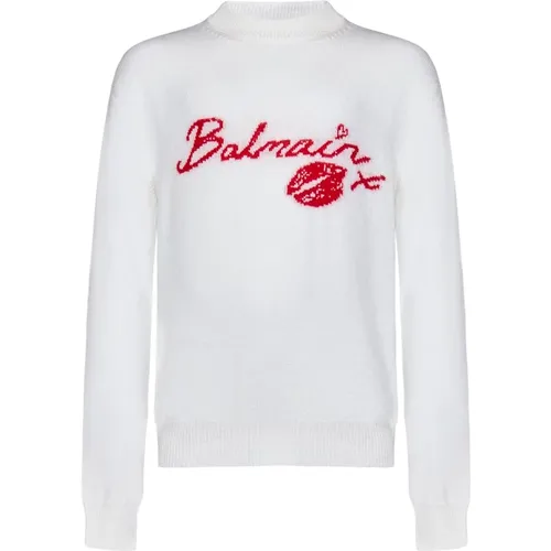 Knit Crewneck Sweater with Logo , male, Sizes: M, L, S - Balmain - Modalova