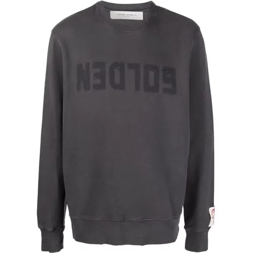 Logo Print Crew Neck Sweater , Herren, Größe: S - Golden Goose - Modalova