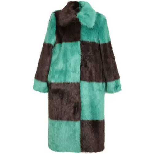 Nino Check Fur Coat , female, Sizes: XS, S - Stand Studio - Modalova